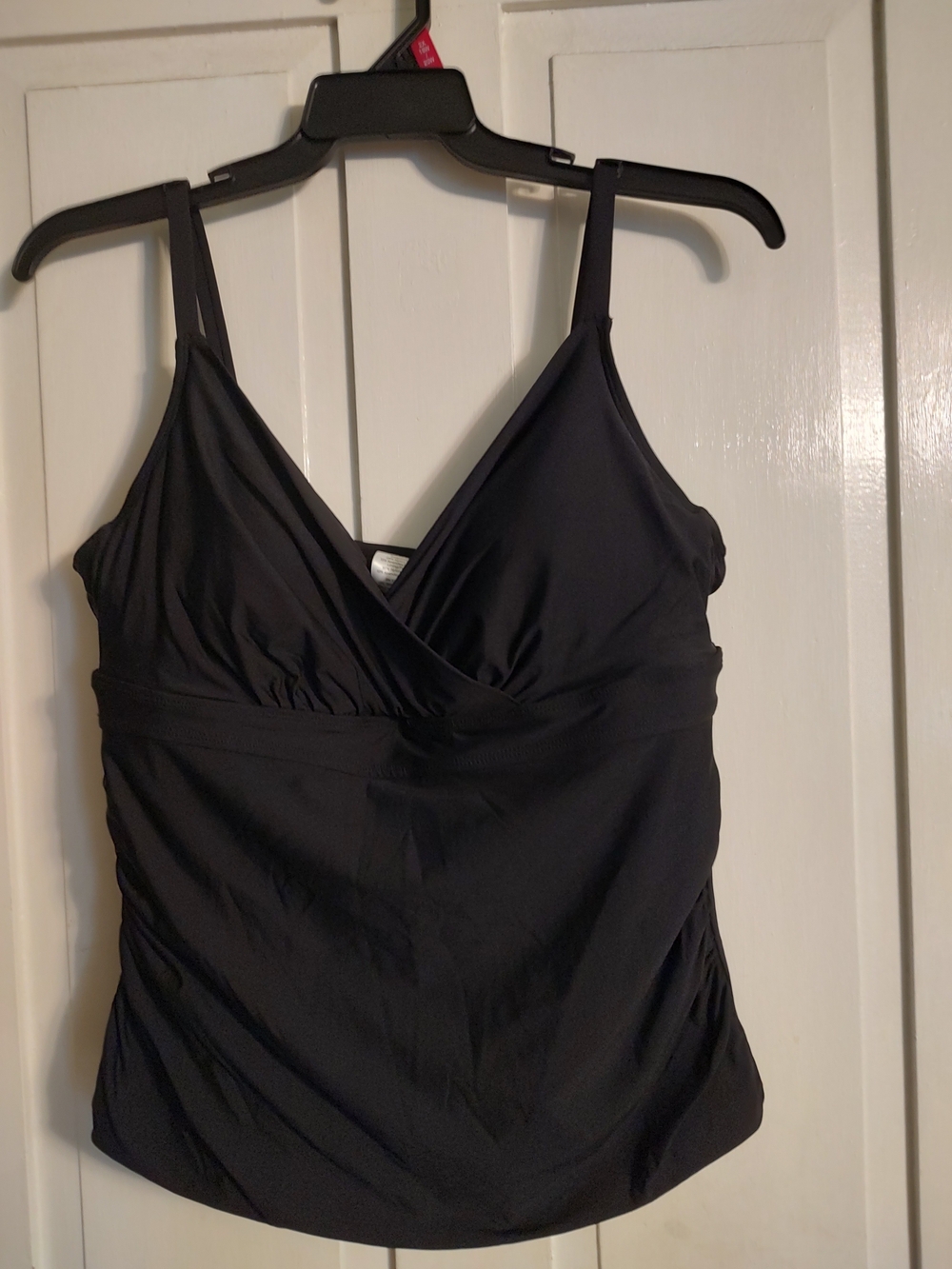Anne Cole Womens Black Tankini Swim Top 2XL UV Protection Wide Straps ACSK400